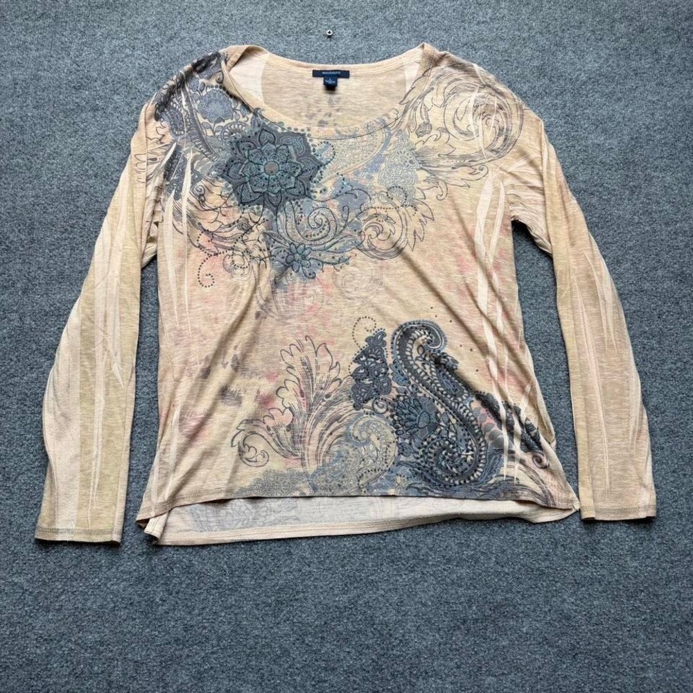 Women's westbound Y2K grunge longsleeve shirt size large rhinestones